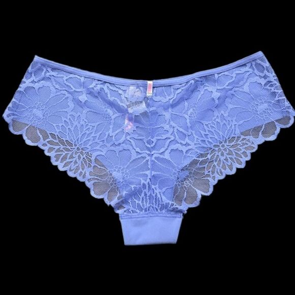 Victorias Secret Pink Low Rise Floral Lace on back Cheekster panty Lavender L - Picture 1 of 4